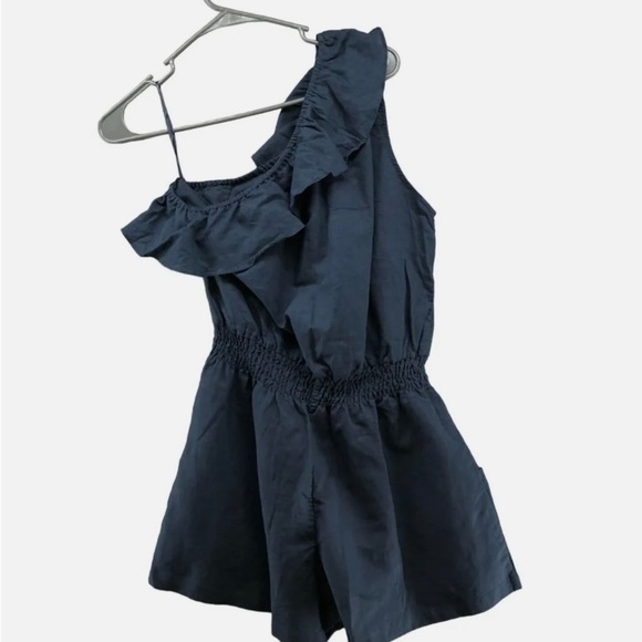 Better B Linen Cotton Ruffle One Shoulder Romper Size M - Picture 2 of 4